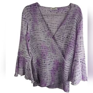 Jaipur Textured V Neck Top Sz L